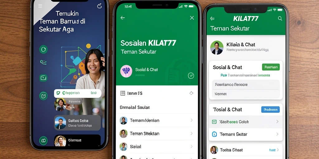 Antarmuka KILAT77 yang intuitif untuk mencari teman sekitar.