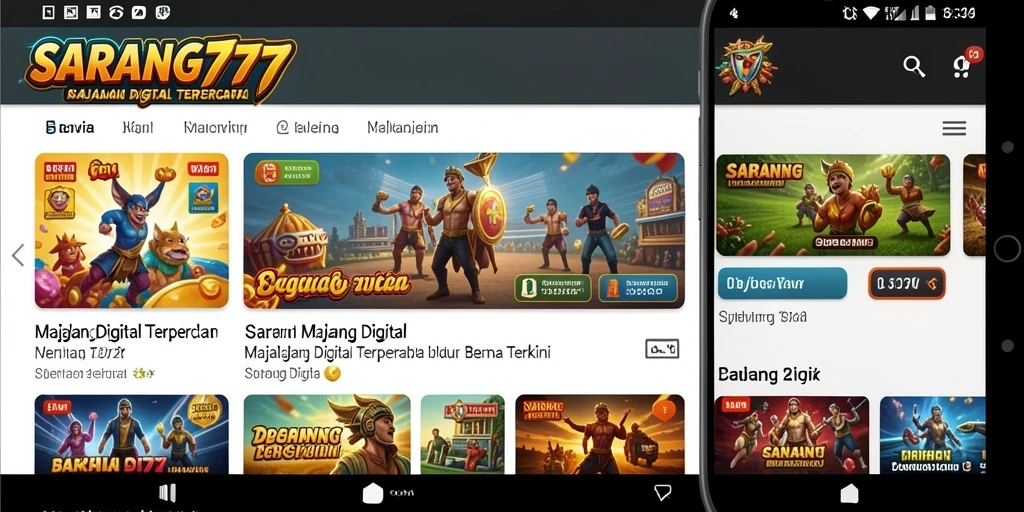 Tampilan antarmuka aplikasi SARANG777 dengan fitur Majalah Digital.