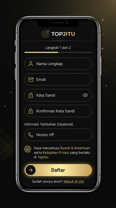 Tampilan halaman daftar topjitu