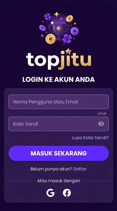 Tampilan halaman login topjitu